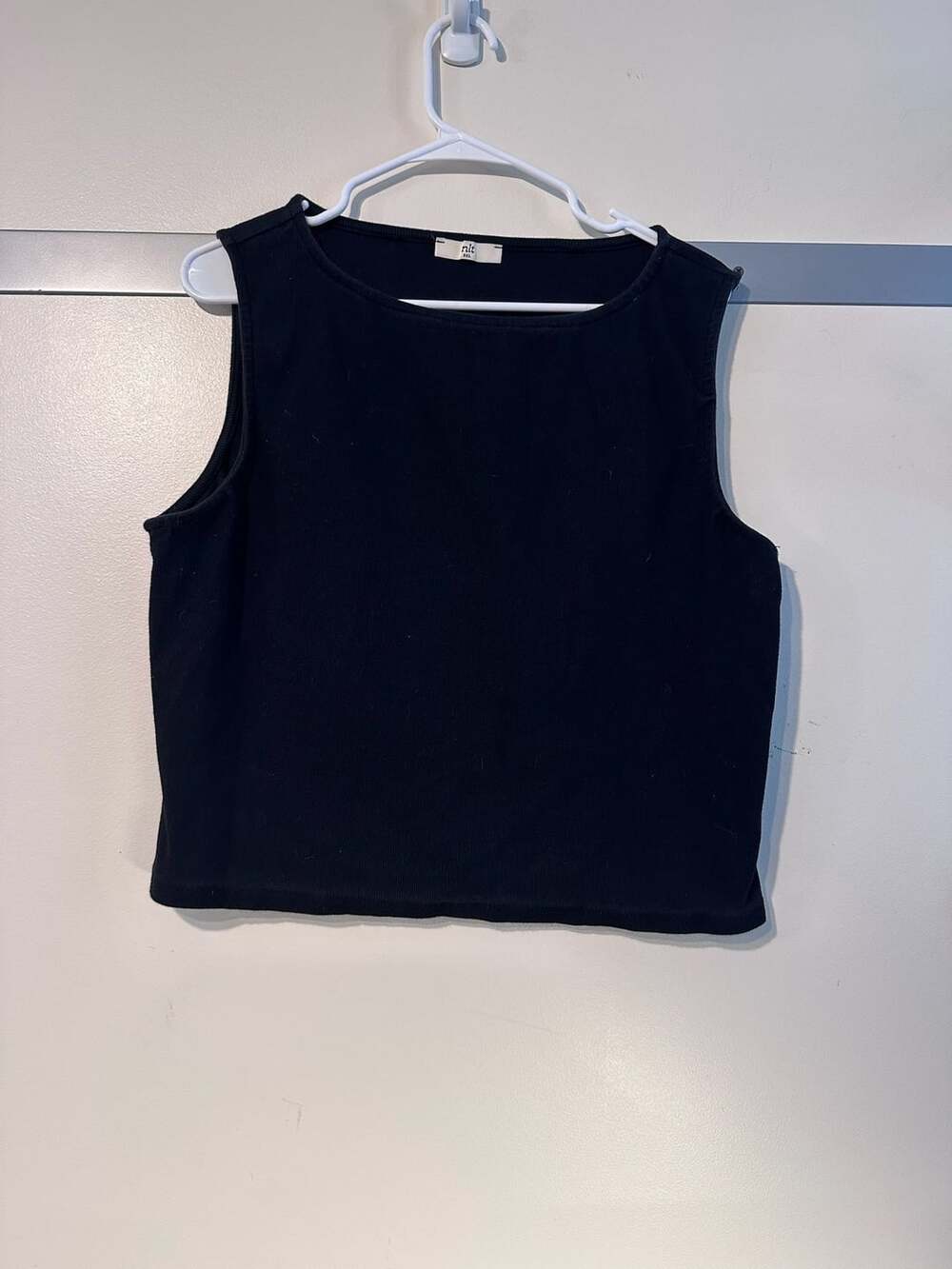 Nlt Ribbed Tank Top Size XXL Black Sleeveless Cropped